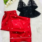 ست تاپ توری شلوار ساتن کد 01