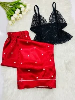 ست تاپ توری شلوار ساتن کد 01