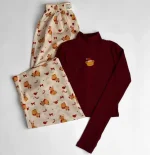 ست کراپ استین بلند فینگر دار یقه اسکی کد 0031 - تصویر 2