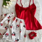 ست تاپ و شورتک ساتن میکی کد 0039