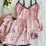 ست تاپ و شورتک ساتن ویکتوریا قلبی کد 0039