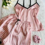 ست تاپ و شورتک ساتن ویکتوریا ساده کد 0039